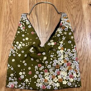 Floral Olive Hobo Bag